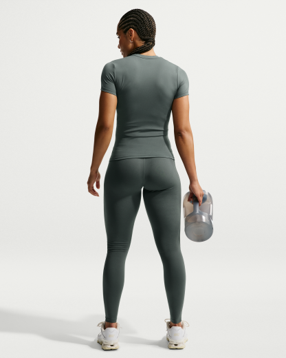 Nike One Seamless Front Women's High-Waisted Full-Length Leggings - Camo Green/White - View 5