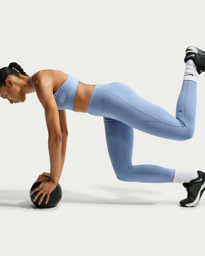 Nike Universa Women's High-Waisted 7/8 Leggings with No Front Seam - Work Blue/Chambray/New Slate - View 4