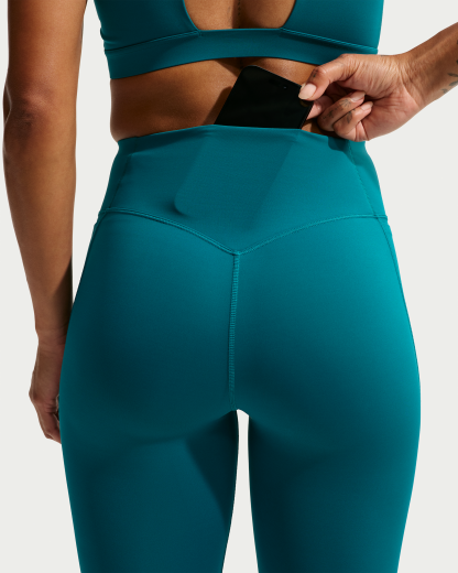 Nike Universa Women's High-Waisted 7/8 Leggings with No Front Seam - Bright Spruce/Bright Spruce/Midnight Turquoise - View 6