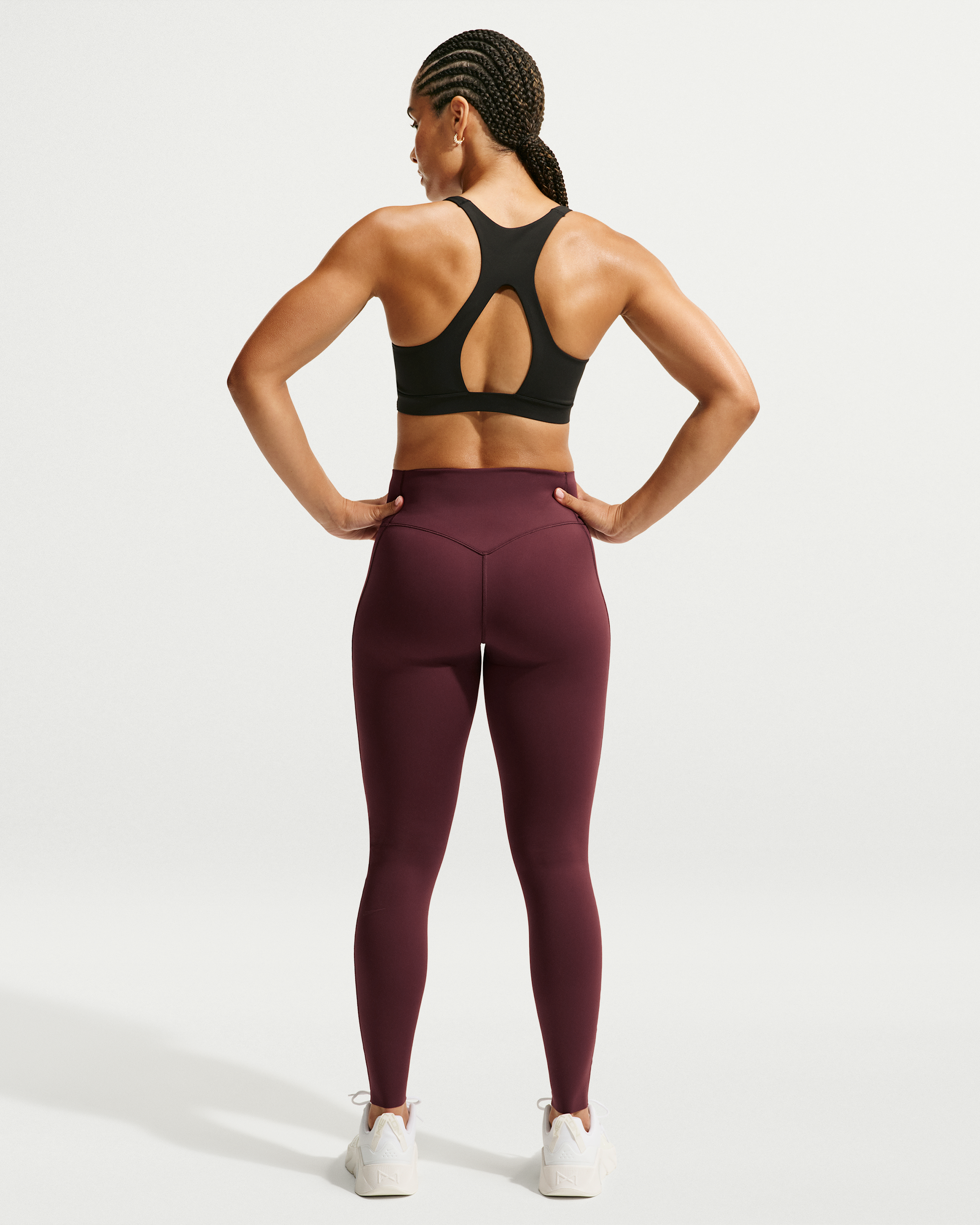 Nike Universa Women's High-Waisted Full-Length Leggings with No Front Seam - Mystic Dates/Mystic Dates/Burgundy Crush - View 5