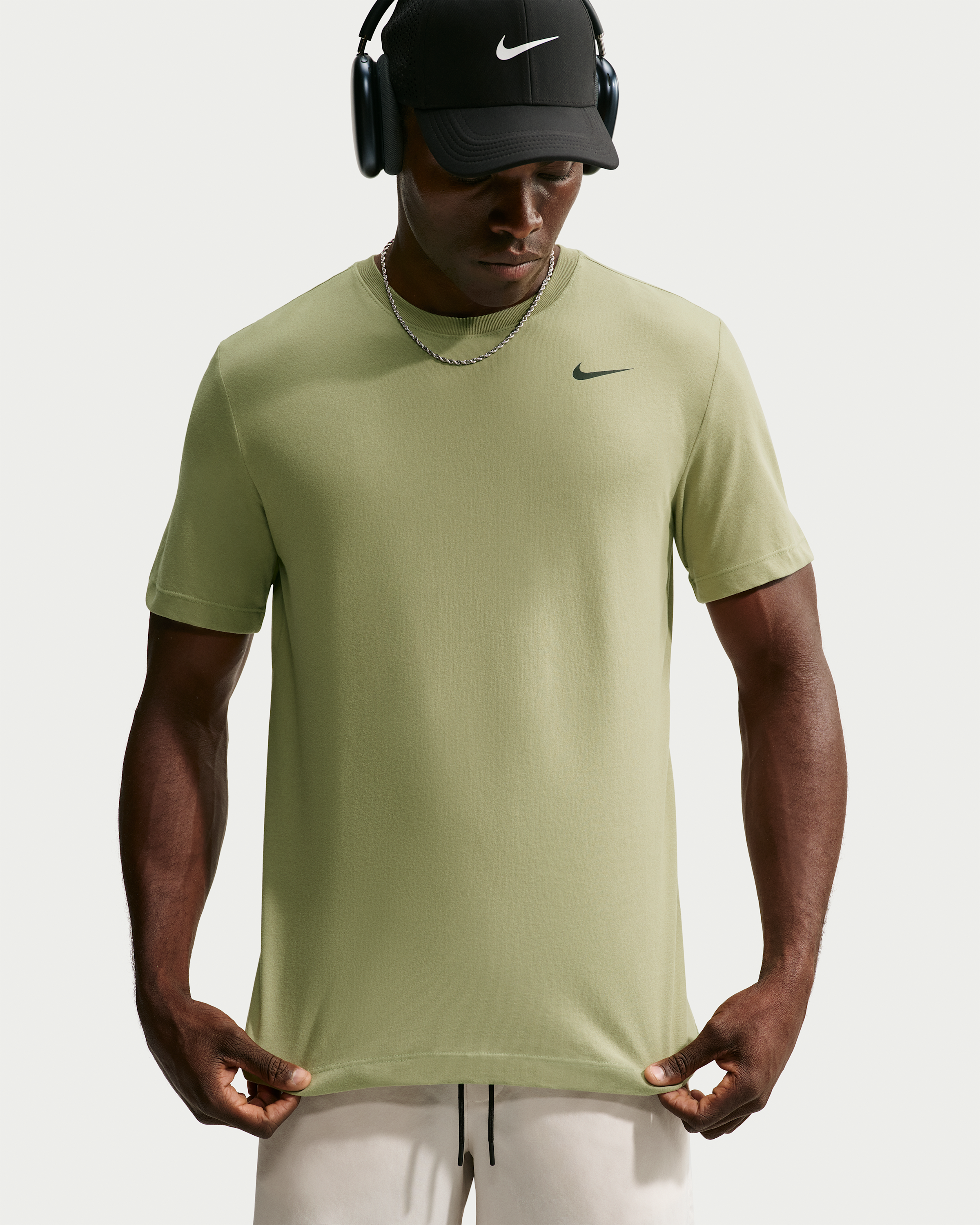 Nike Dri-FIT Men's Fitness T-Shirt - Dusty Olive/Black - View 1
