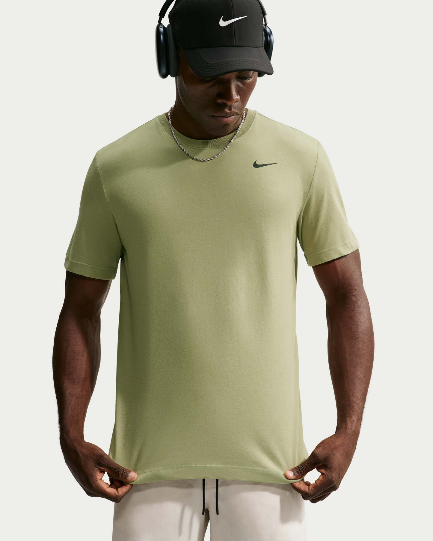 Nike Dri-FIT Men's Fitness T-Shirt - Dusty Olive/Black - View 1