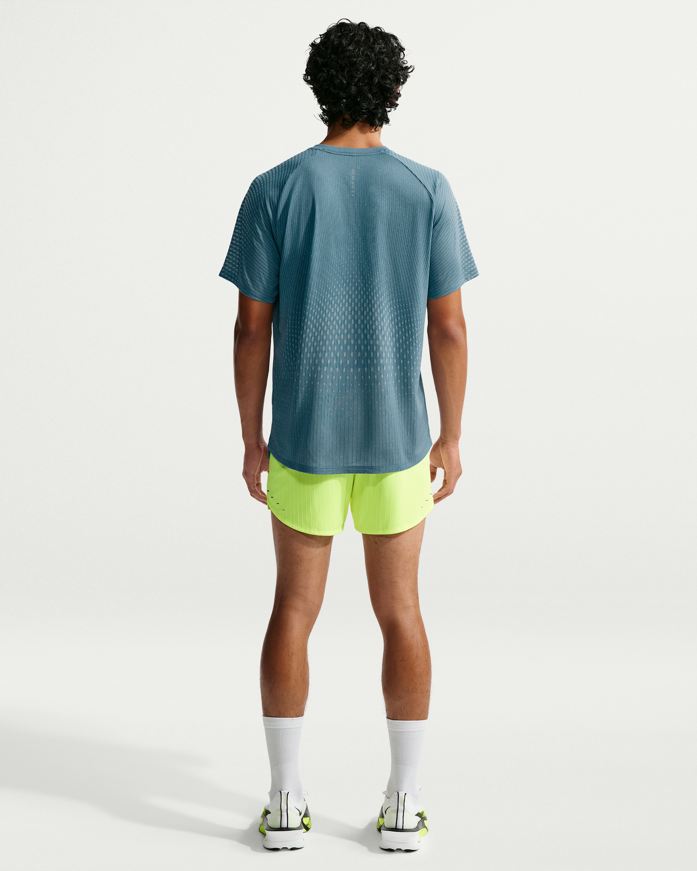 Nike Stride Aero-FIT Men's Short-Sleeve Running Top - Smoky Blue/Football Grey - View 5
