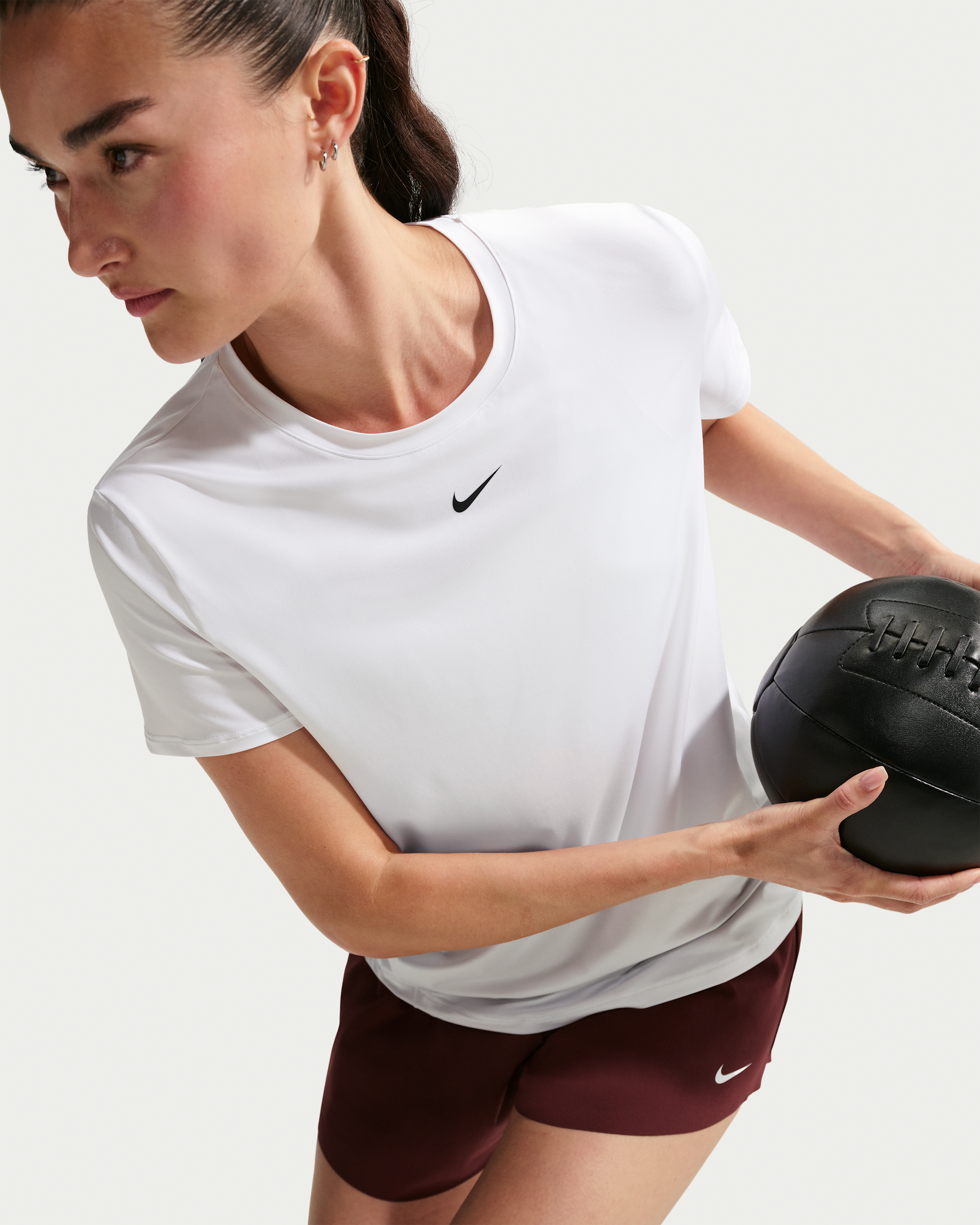 Nike One Classic Women's Dri-FIT Short-Sleeve Top - White/Black - View 3