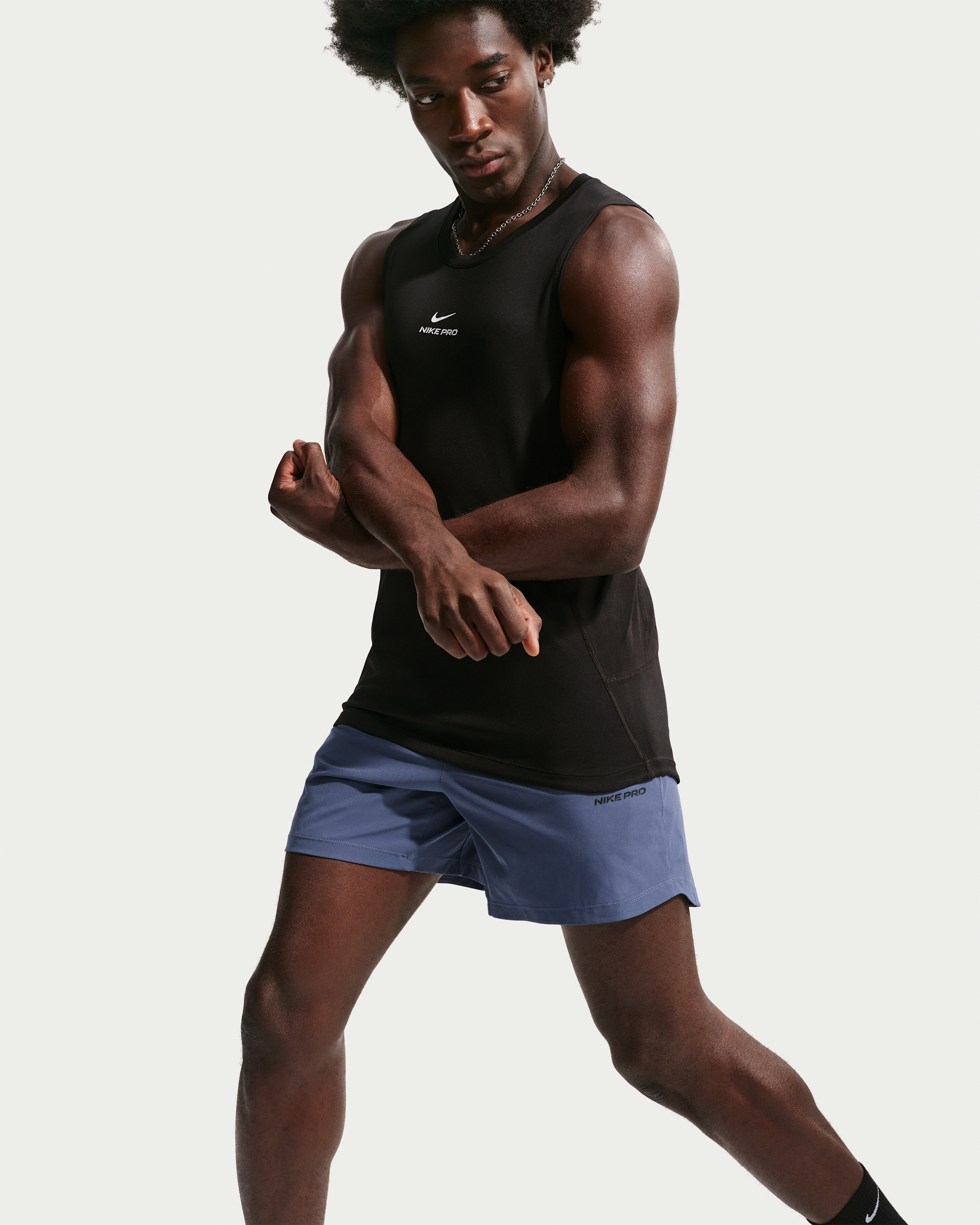 Nike Pro Men's Dri-FIT Training Tank - Black/White - View 3