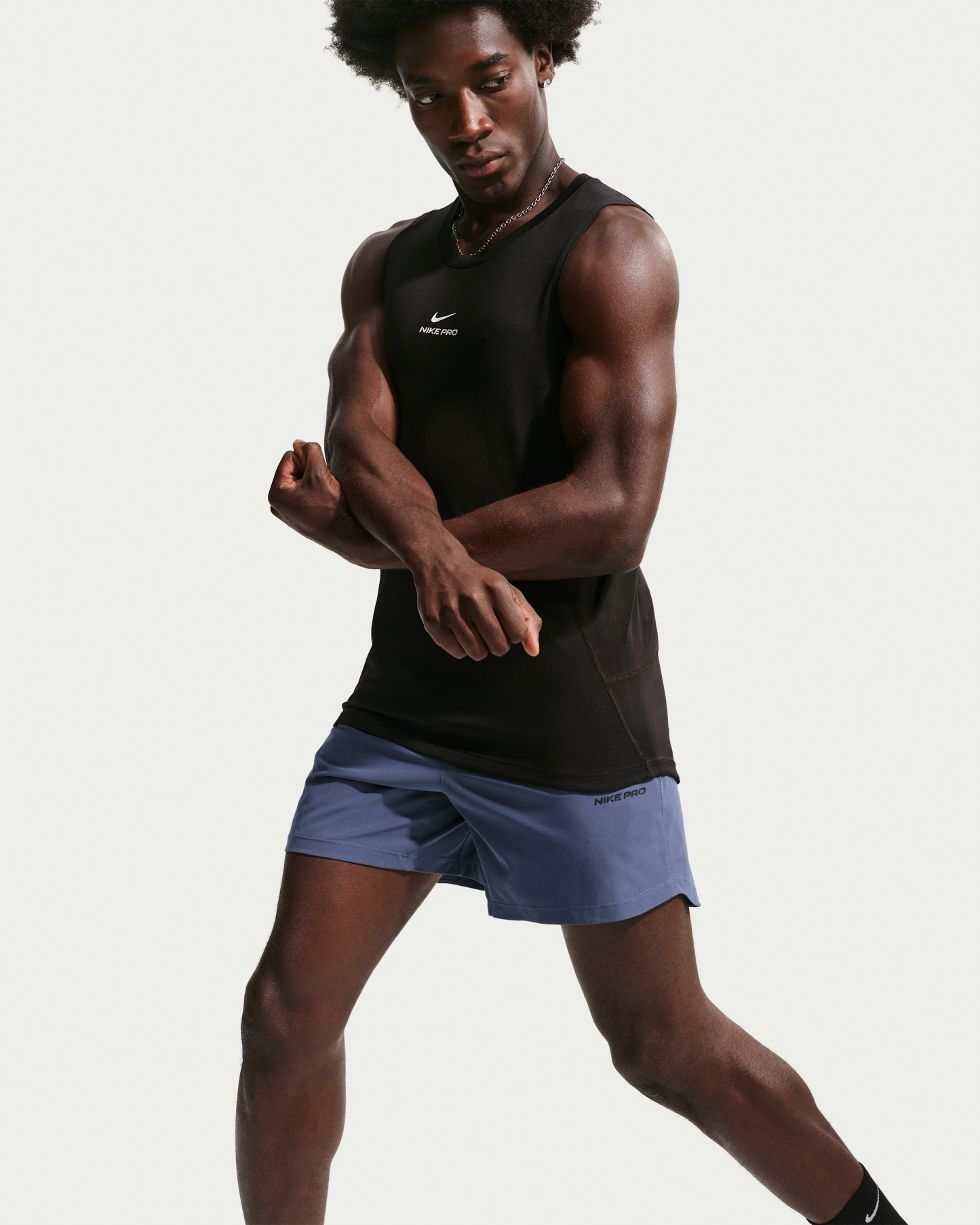 Nike Pro Men's Dri-FIT Training Tank - Black/White - View 3