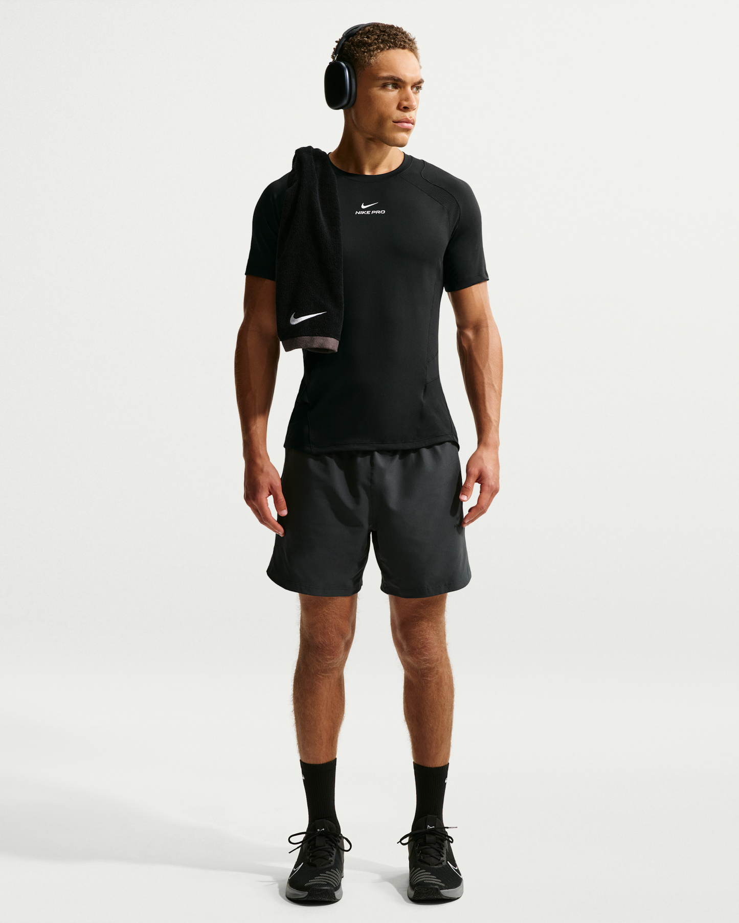 Nike Pro Training Men's Dri-FIT ADV Short-Sleeve Top - Black/Black/White - View 4