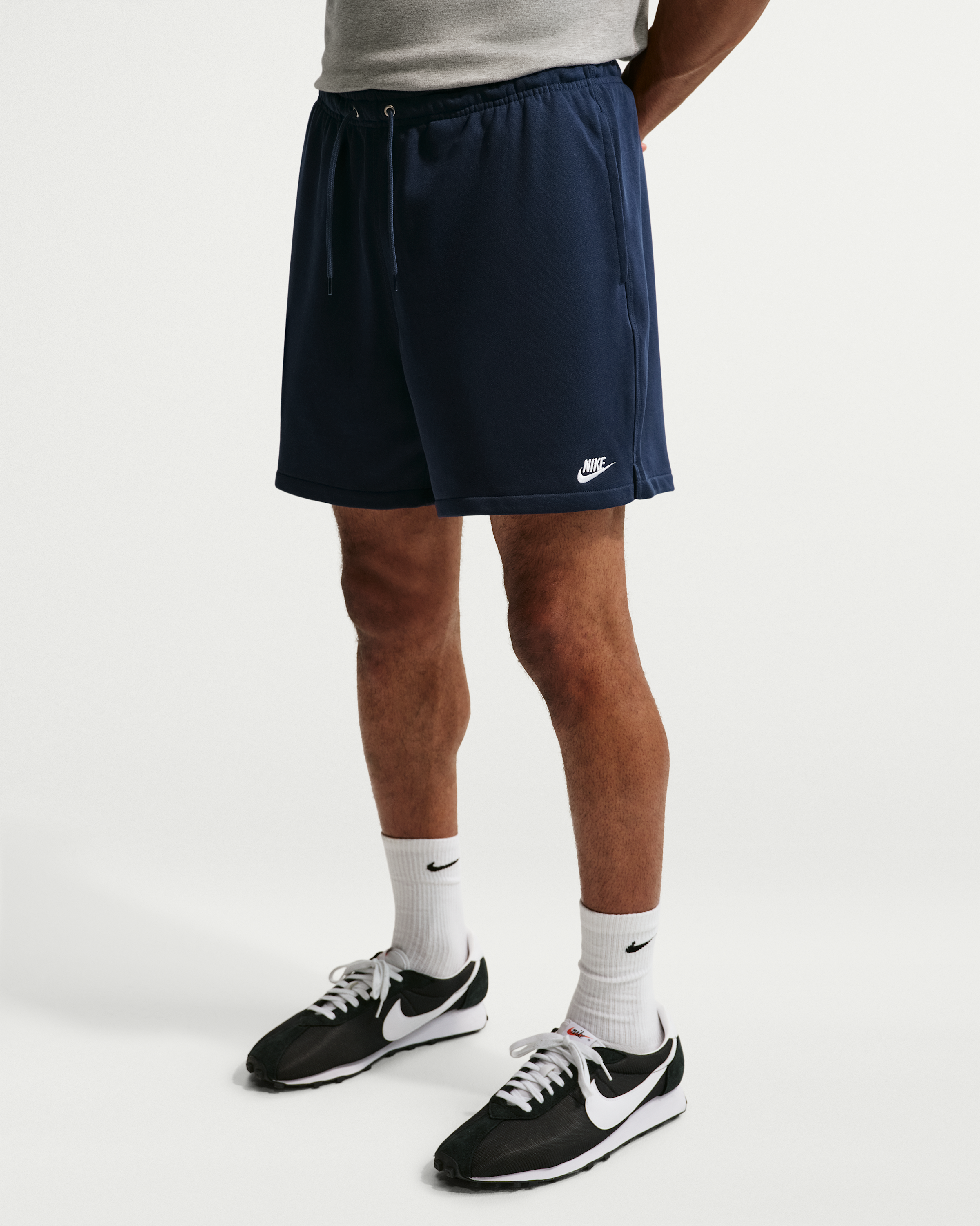 Nike Club Men's French Terry Flow Shorts - Obsidian/Obsidian/White - View 2
