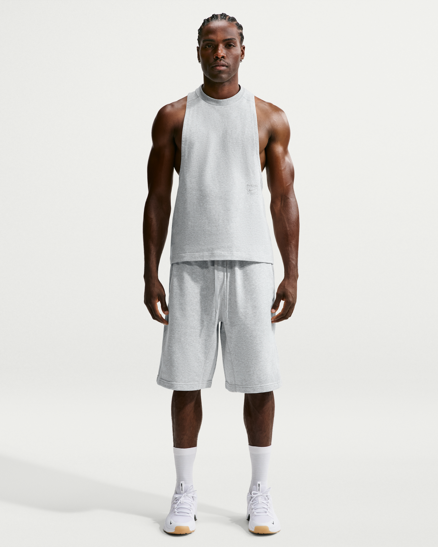 Nike N.A.C. Men's Dri-FIT Fleece Training Shorts - Light Smoke Grey/Heather/Light Smoke Grey - View 1