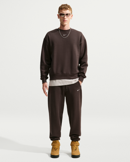Nike Solo Fleece Men's Crew-Neck Sweatshirt - Velvet Brown/Sail - View 4