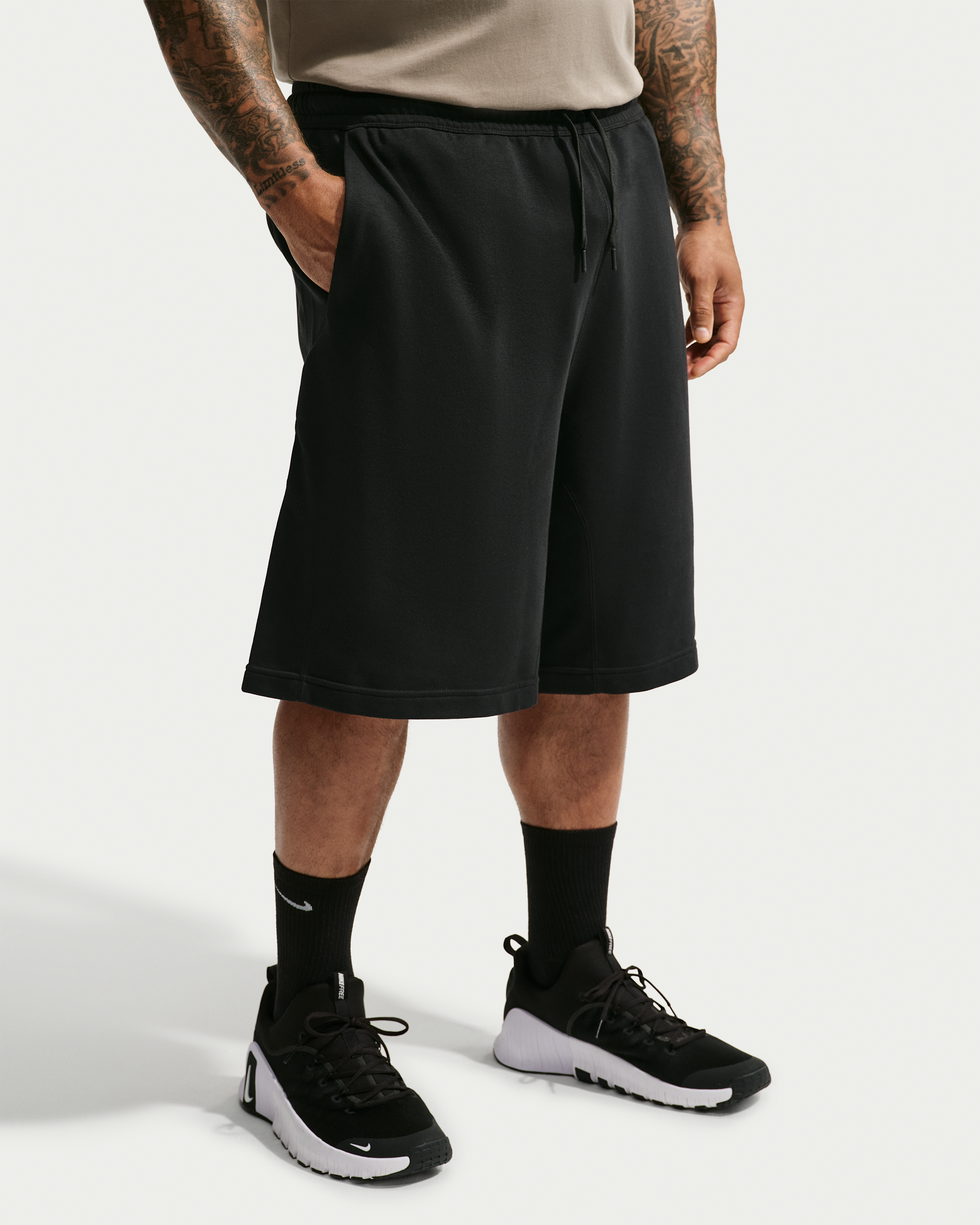 Nike N.A.C. Men's Dri-FIT Fleece Training Shorts - Black/Black - View 8