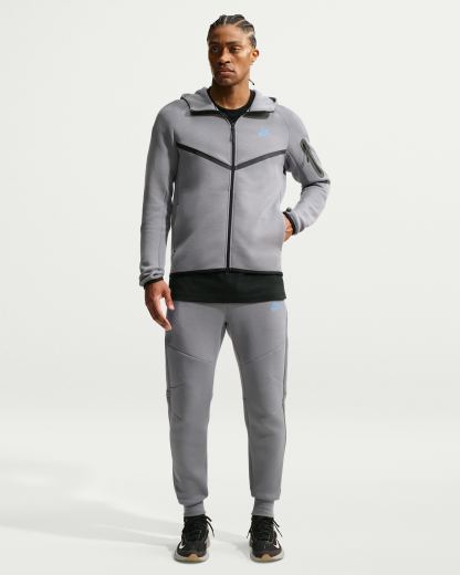 Nike Tech Men's Fleece Windrunner Full-Zip Jacket - Smoke Grey/Football Blue - View 4
