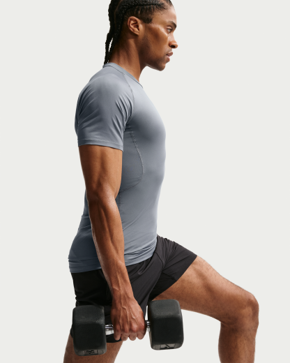 Nike Pro Men's Dri-FIT Tight Short-Sleeve Fitness Top - Smoke Grey/Black - View 3