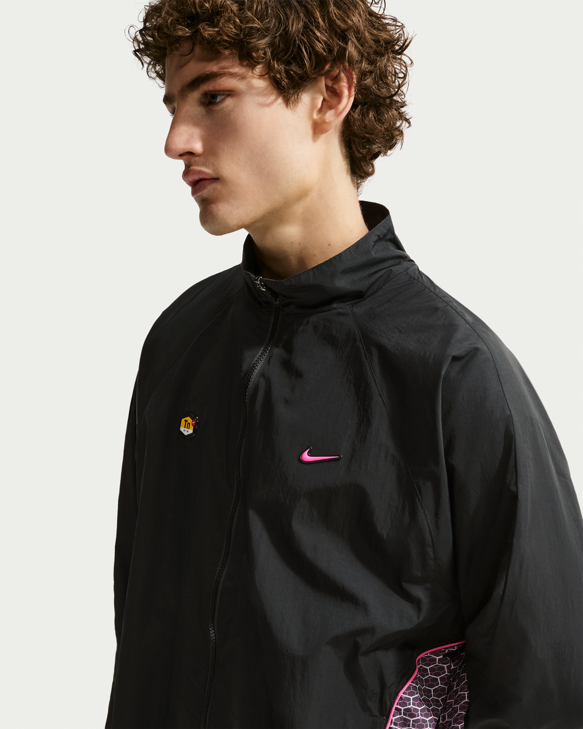 Nike Sportswear Men's Woven Tracksuit Jacket - Black/Black/Pinksicle - View 3