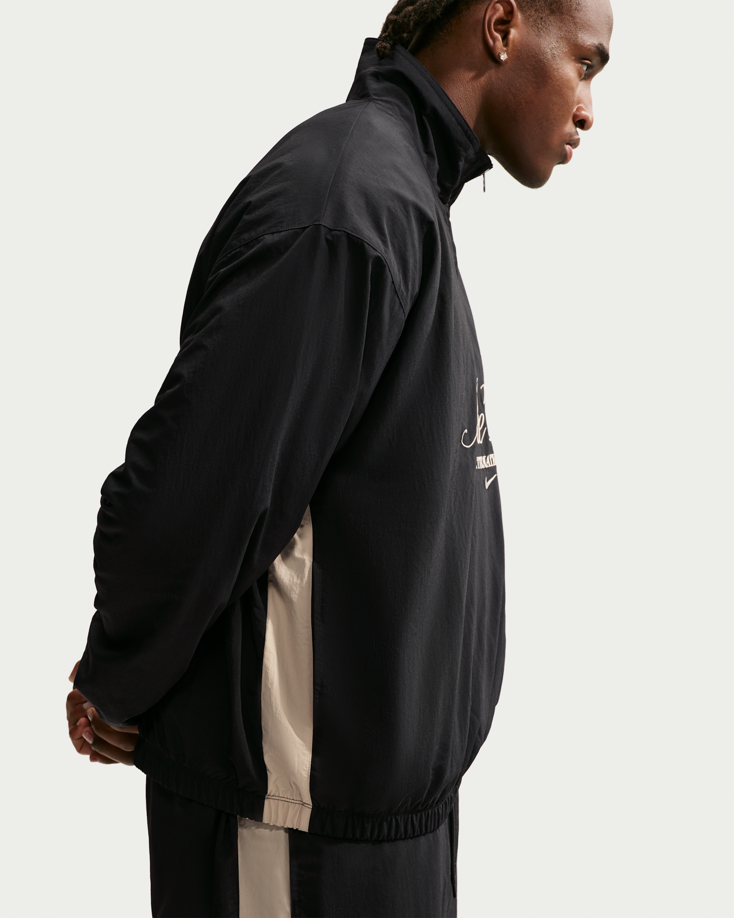 Nike Club Men's 1/2-Zip Jacket - Black/Sand Drift/Sand Drift - View 7
