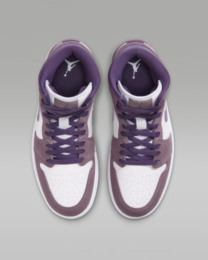 Air Jordan 1 Mid Women's Shoes - Purple Smoke/White/Canyon Purple - View 4