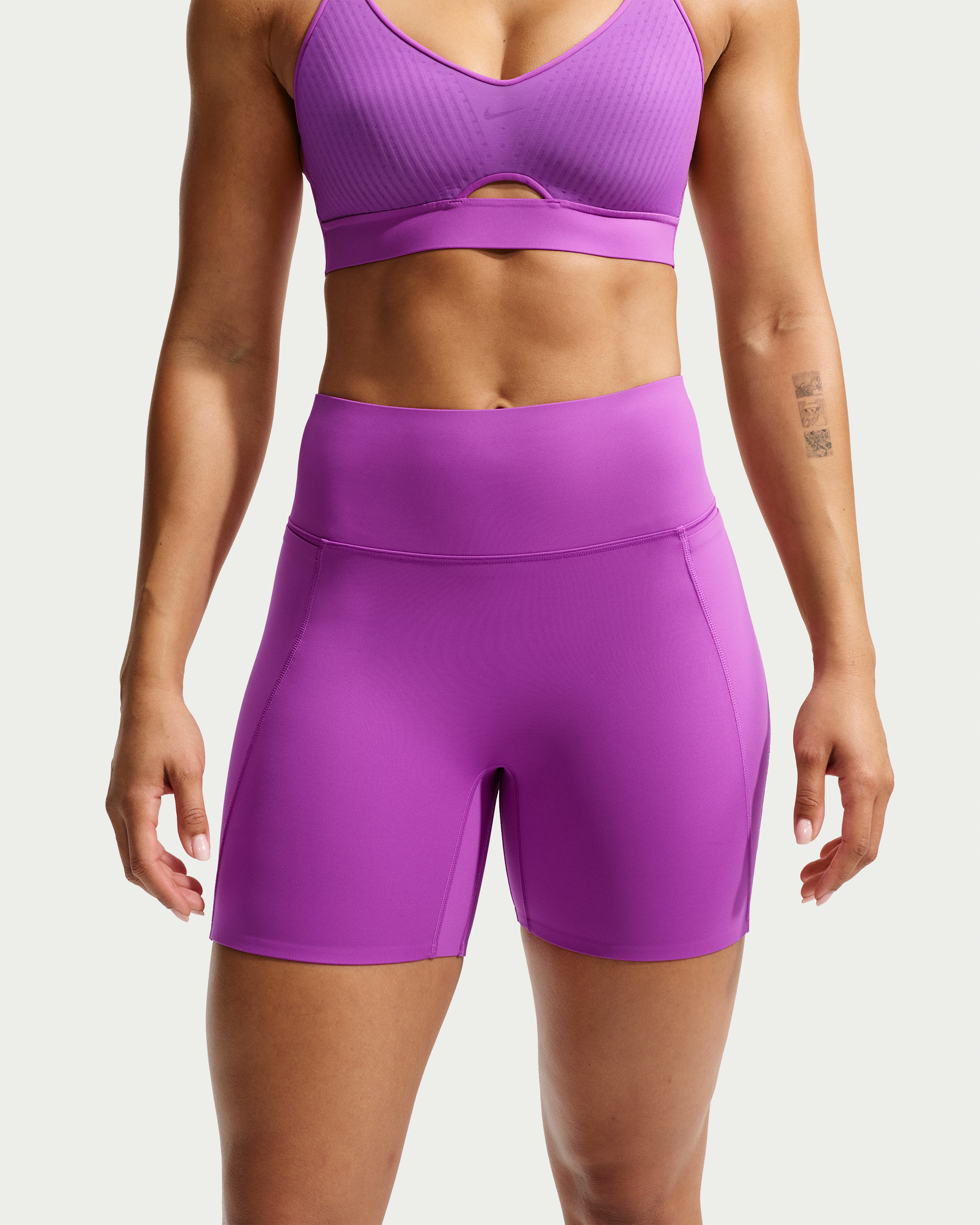 Nike Universa Women's High-Waisted 12.5cm (approx.) Biker Shorts with No Front Seam - Vivid Purple/Vivid Purple/Bold Berry - View 2