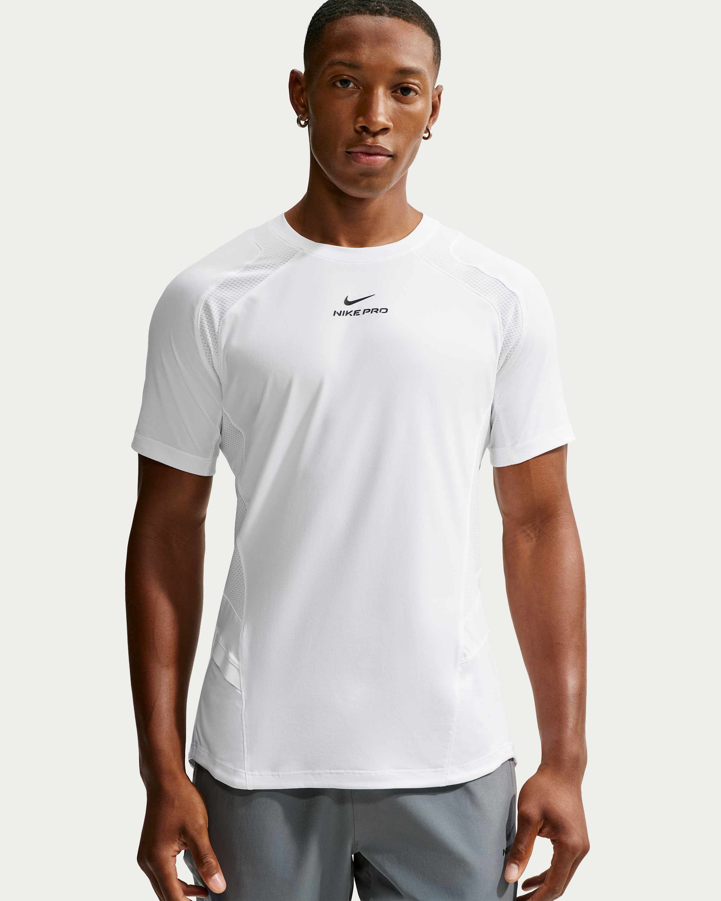 Nike Pro Training Men's Dri-FIT ADV Short-Sleeve Top - White/White/Black - View 1