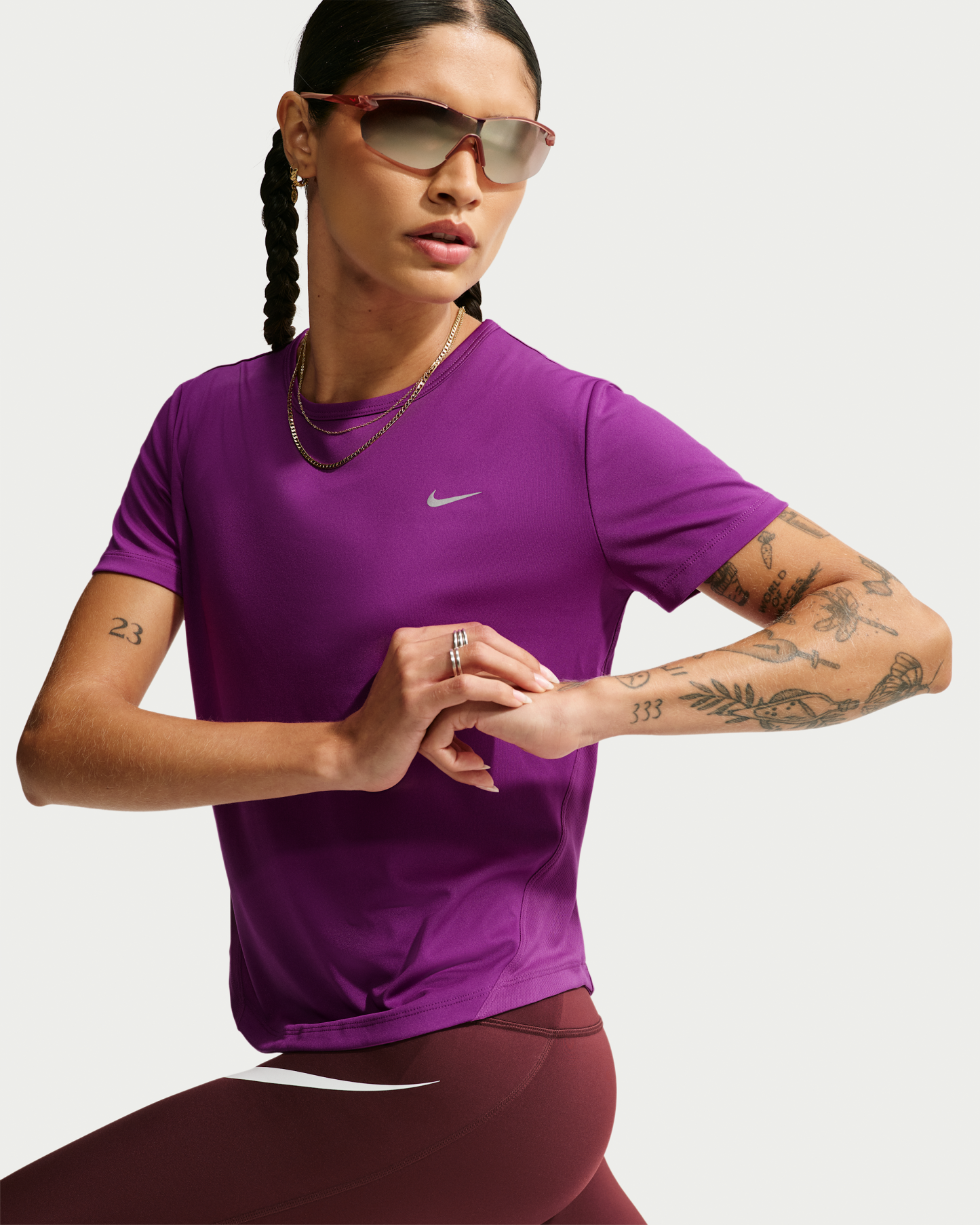Nike Tempo Women's Dri-FIT Short-Sleeve Running Top - Bold Berry - View 3