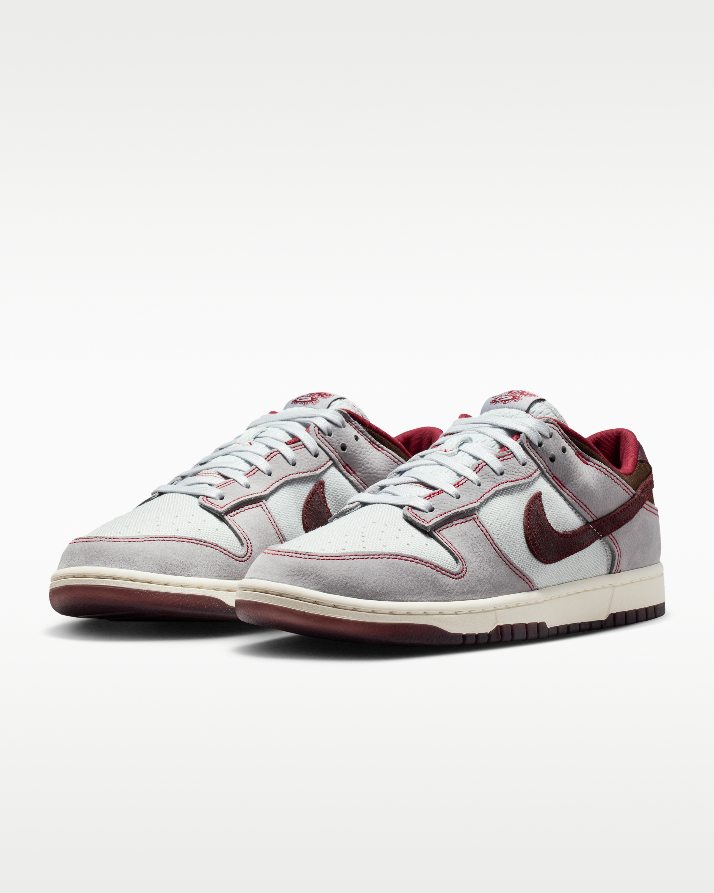 Nike Dunk Low Retro SE Men's Shoes - Pure Platinum/Wolf Grey/Team Red/Burgundy Crush - View 5