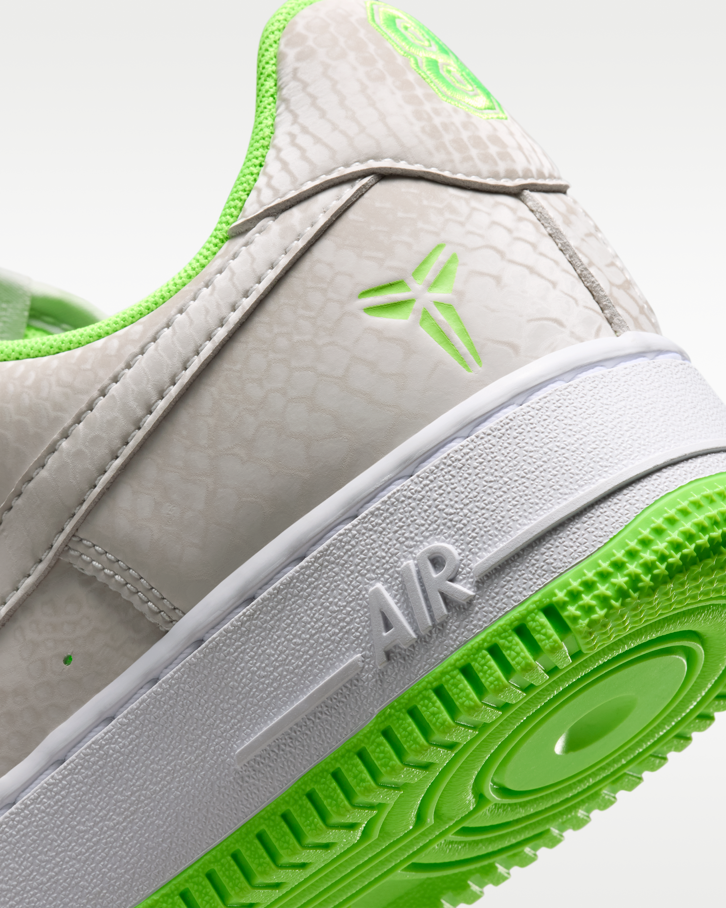 Kobe Air Force 1 Low Men's Shoes - Vast Grey/White/Electric Green - View 8