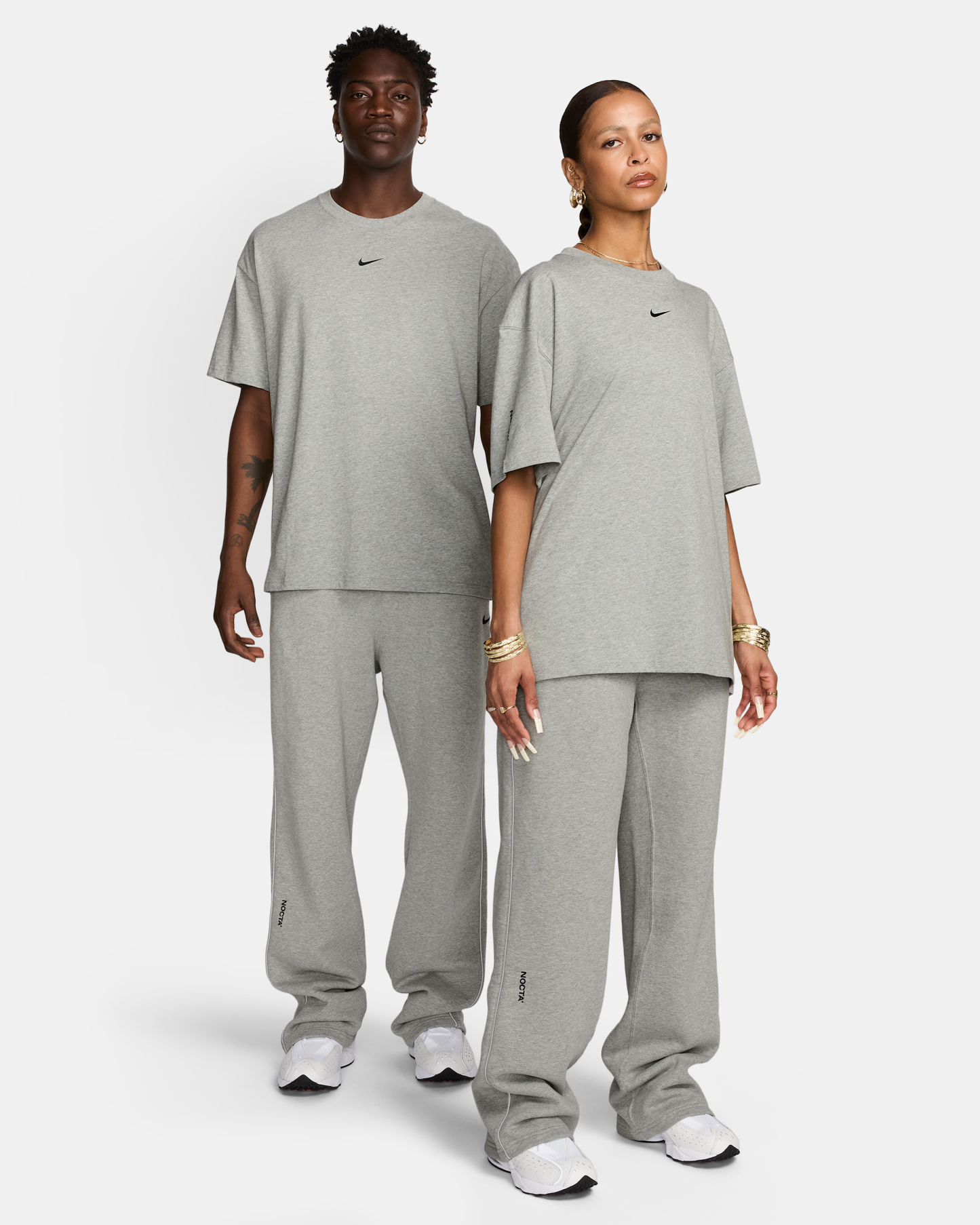 NOCTA NOCTA Fleece CS Open-Hem Tracksuit Bottoms - Dark Grey Heather/Matte Silver/Black - View 10