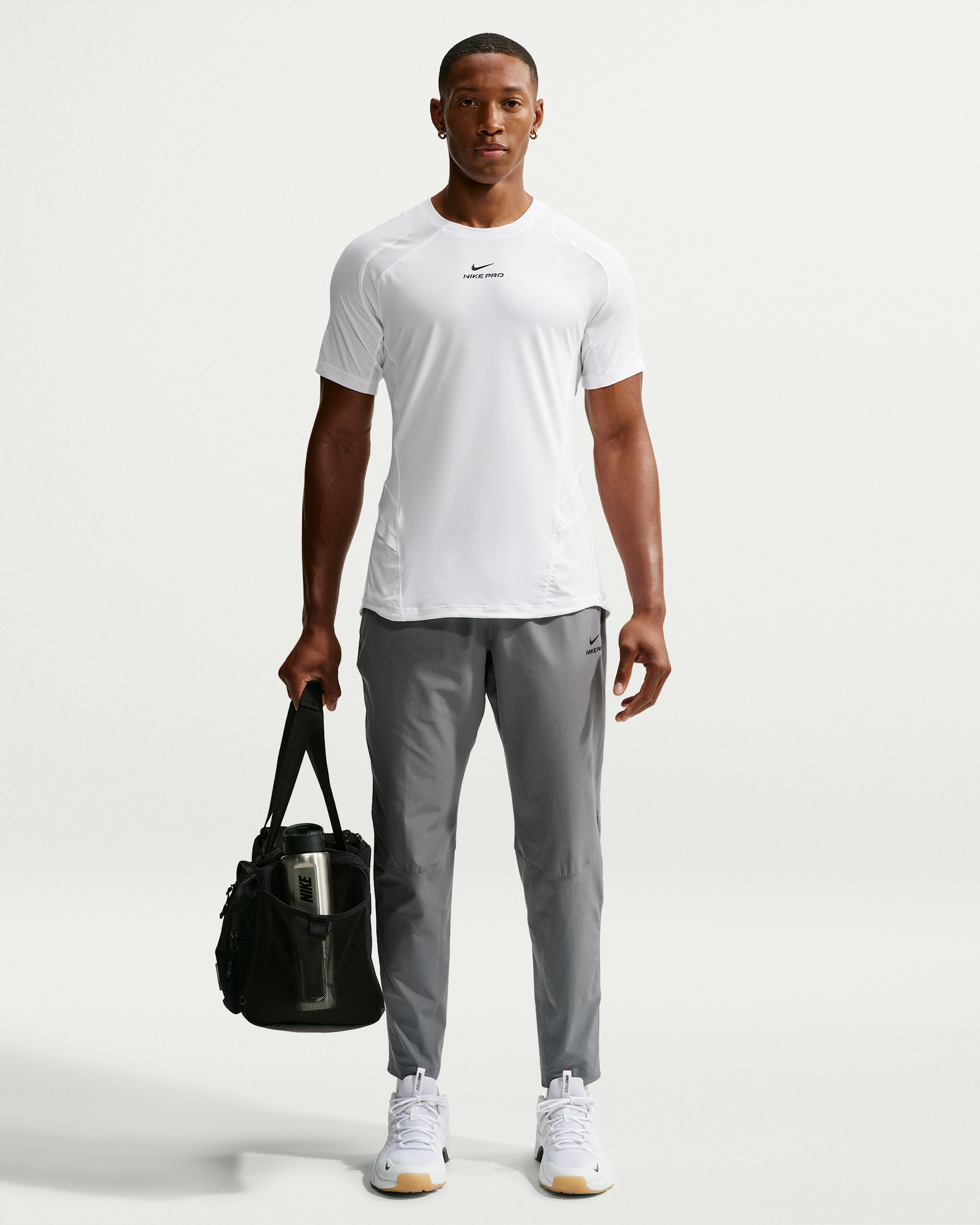 Nike Pro Training Men's Dri-FIT ADV Short-Sleeve Top - White/White/Black - View 4