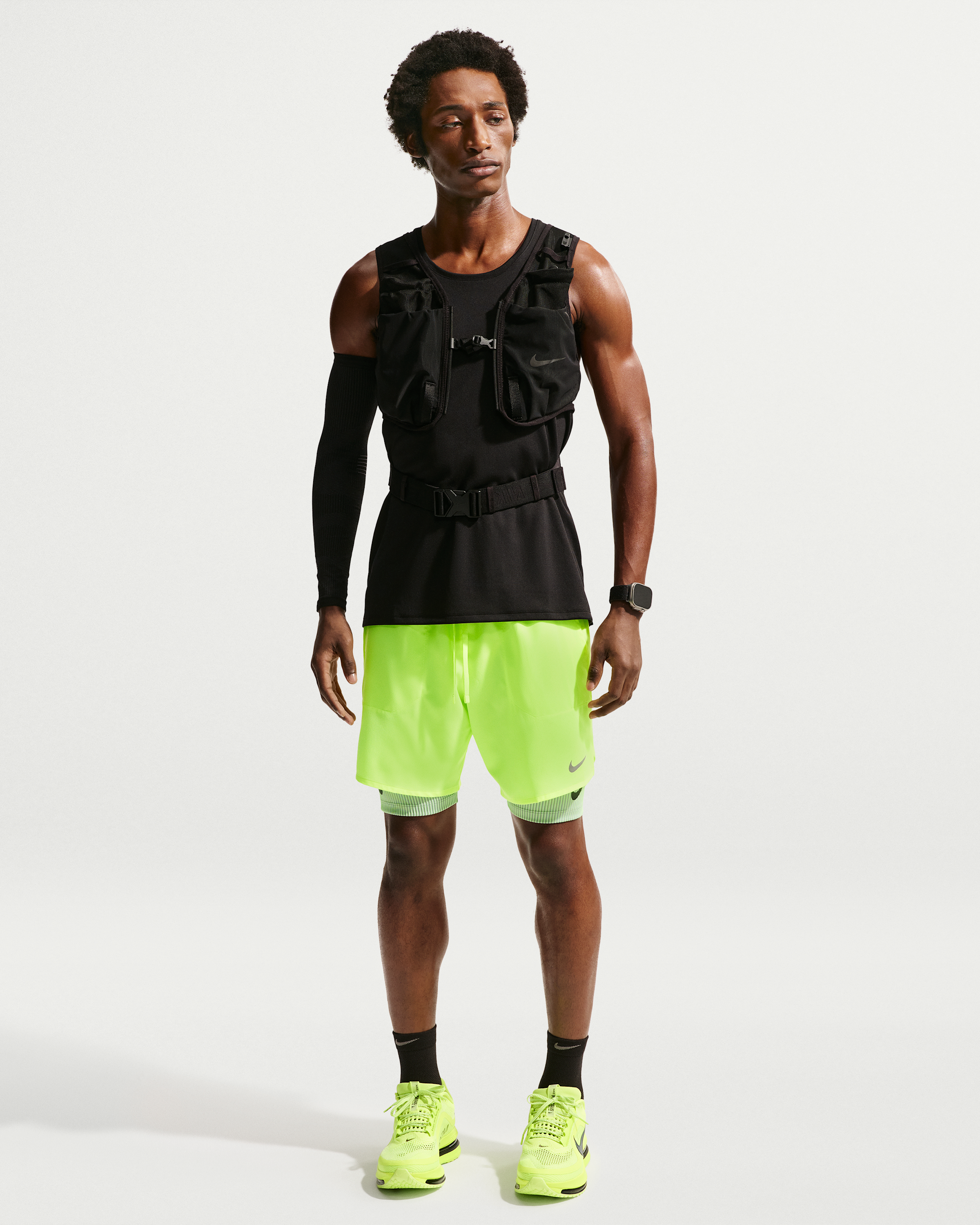 Nike Stride Men's Dri-FIT 18cm (approx.) Briefs-Lined Running Shorts - Volt Ice - View 1