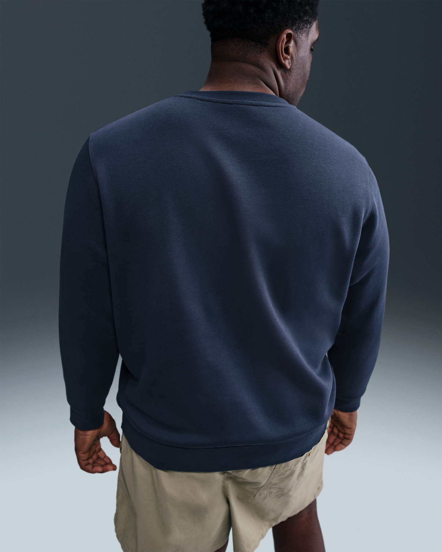 Nike Club Men's Fleece Crew - Obsidian/White - View 7