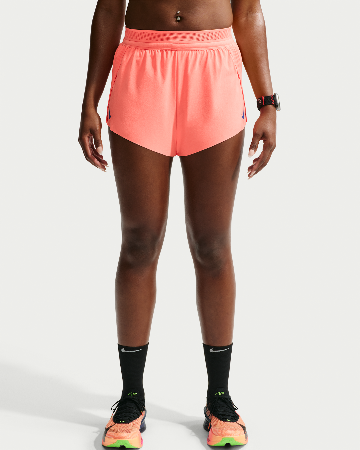 Nike AeroSwift Women's Dri-FIT ADV Mid-Rise 7.5cm (approx.) Brief-Lined Running Shorts - Atomic Pink/Black/White/Old Royal - View 2
