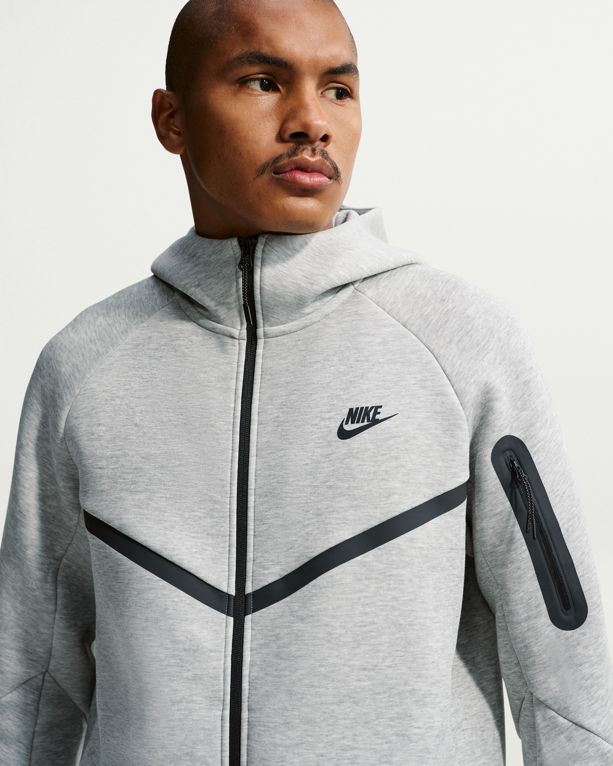 Nike Tech Men's Fleece Windrunner Full-Zip Jacket - Dark Grey Heather/Black - View 3