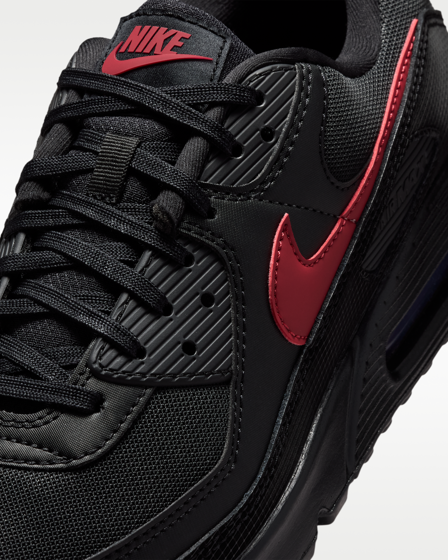 Nike Air Max 90 Men's Shoes - Black/Black/Tough Red - View 7