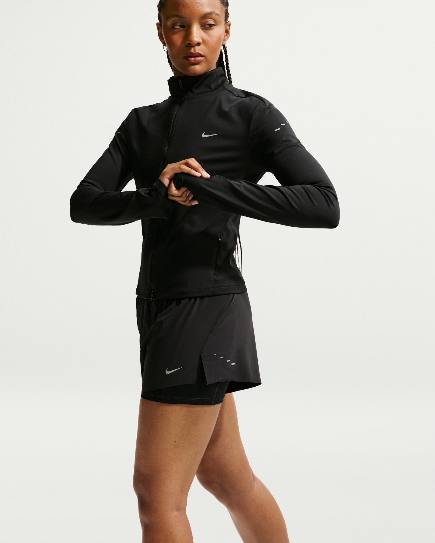 Nike Swift Women's Dri-FIT Mid-Rise 2-in-1 Running Shorts - Black - View 4