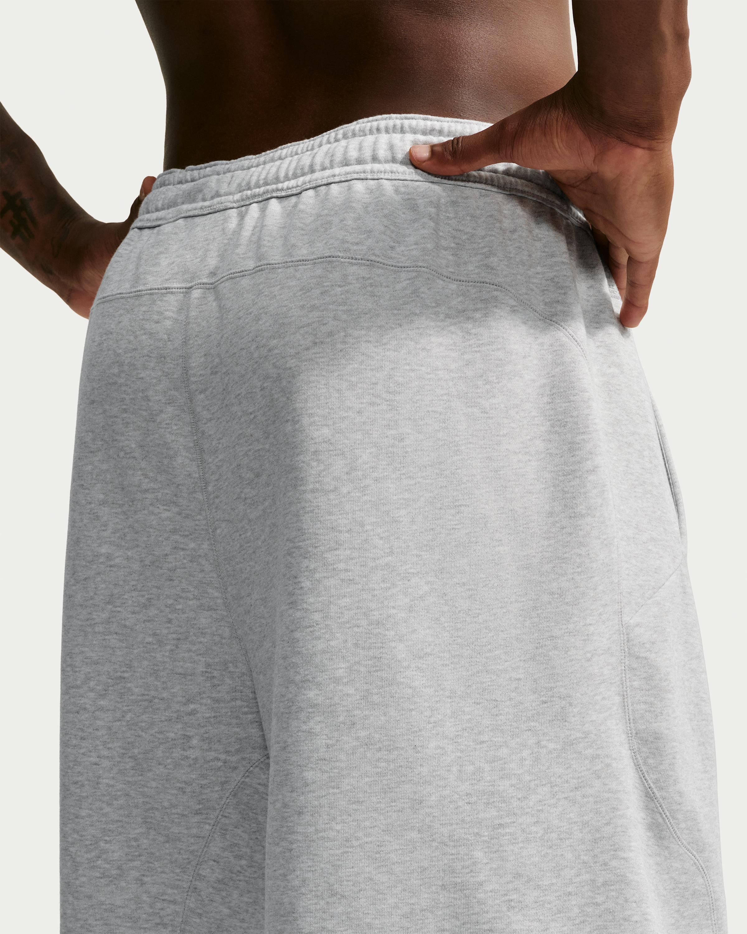 Nike N.A.C. Men's Dri-FIT Fleece Training Shorts - Light Smoke Grey/Heather/Light Smoke Grey - View 8