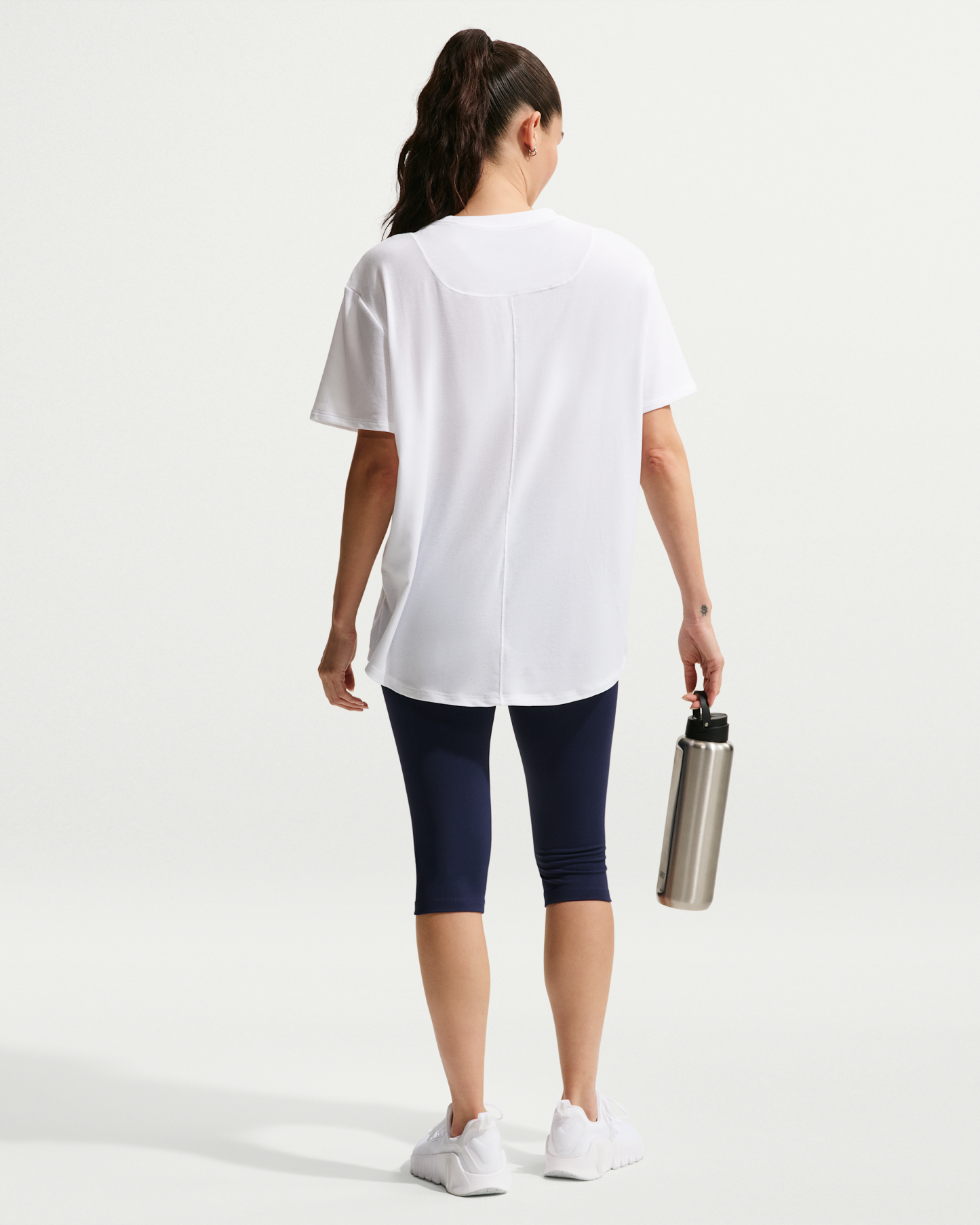 Nike One Relaxed Women's Dri-FIT Short-Sleeve Top - White/Black - View 5