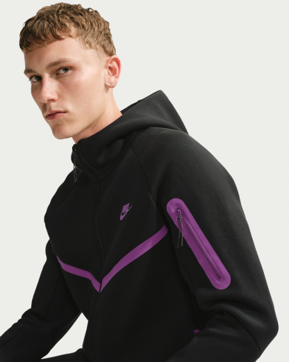 Nike Tech Men's Fleece Windrunner Full-Zip Jacket - Black/Viotech - View 3