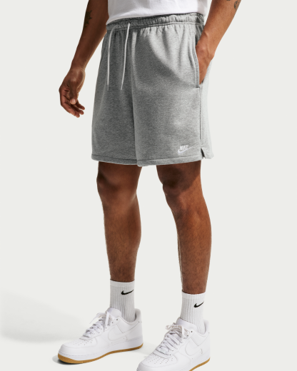 Nike Club Men's French Terry Flow Shorts - Dark Grey Heather/Light Smoke Grey/White - View 2