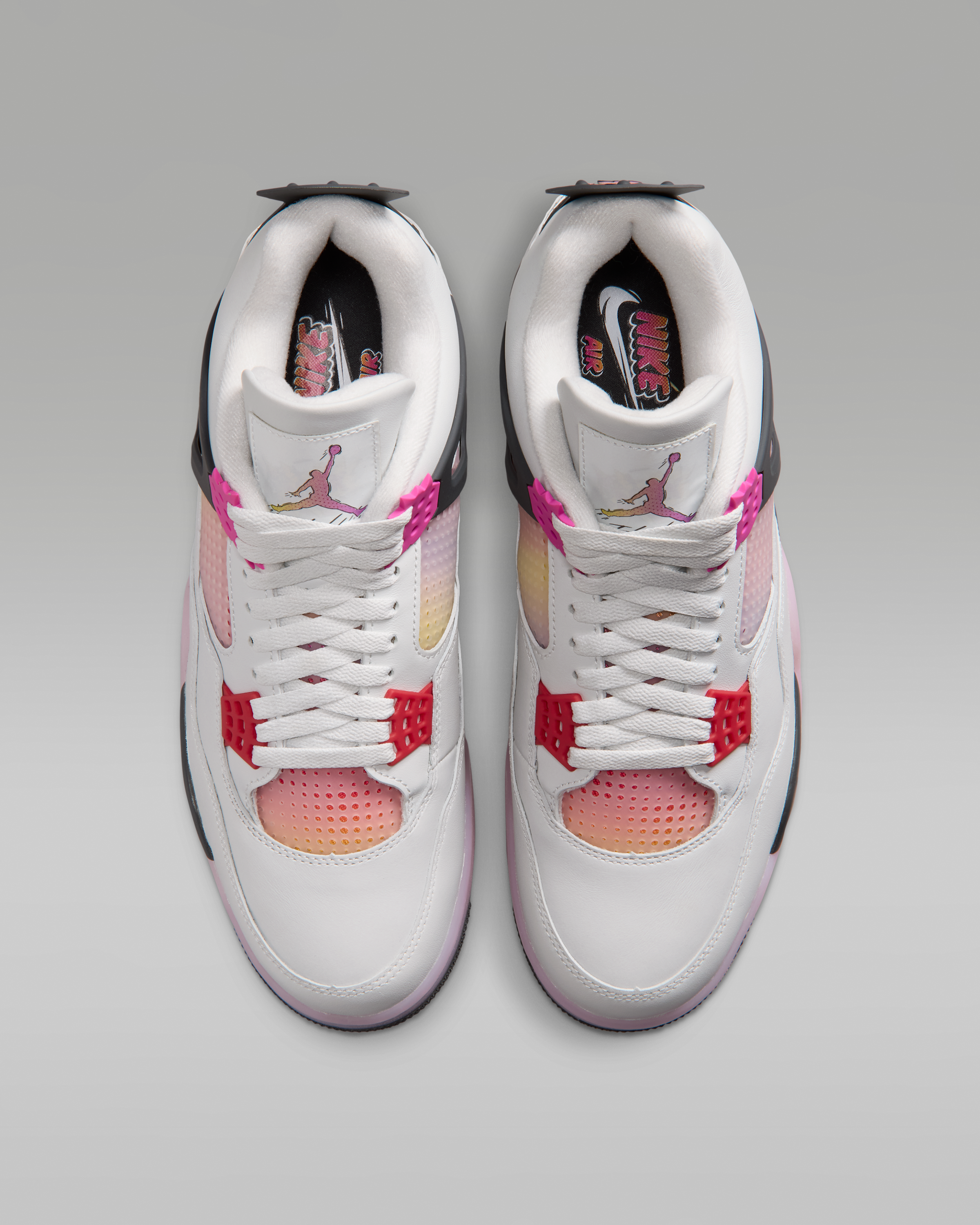 Air Jordan 4 Retro 'Comic' Men's Shoes - Off-White/Anthracite/Fire Pink - View 4