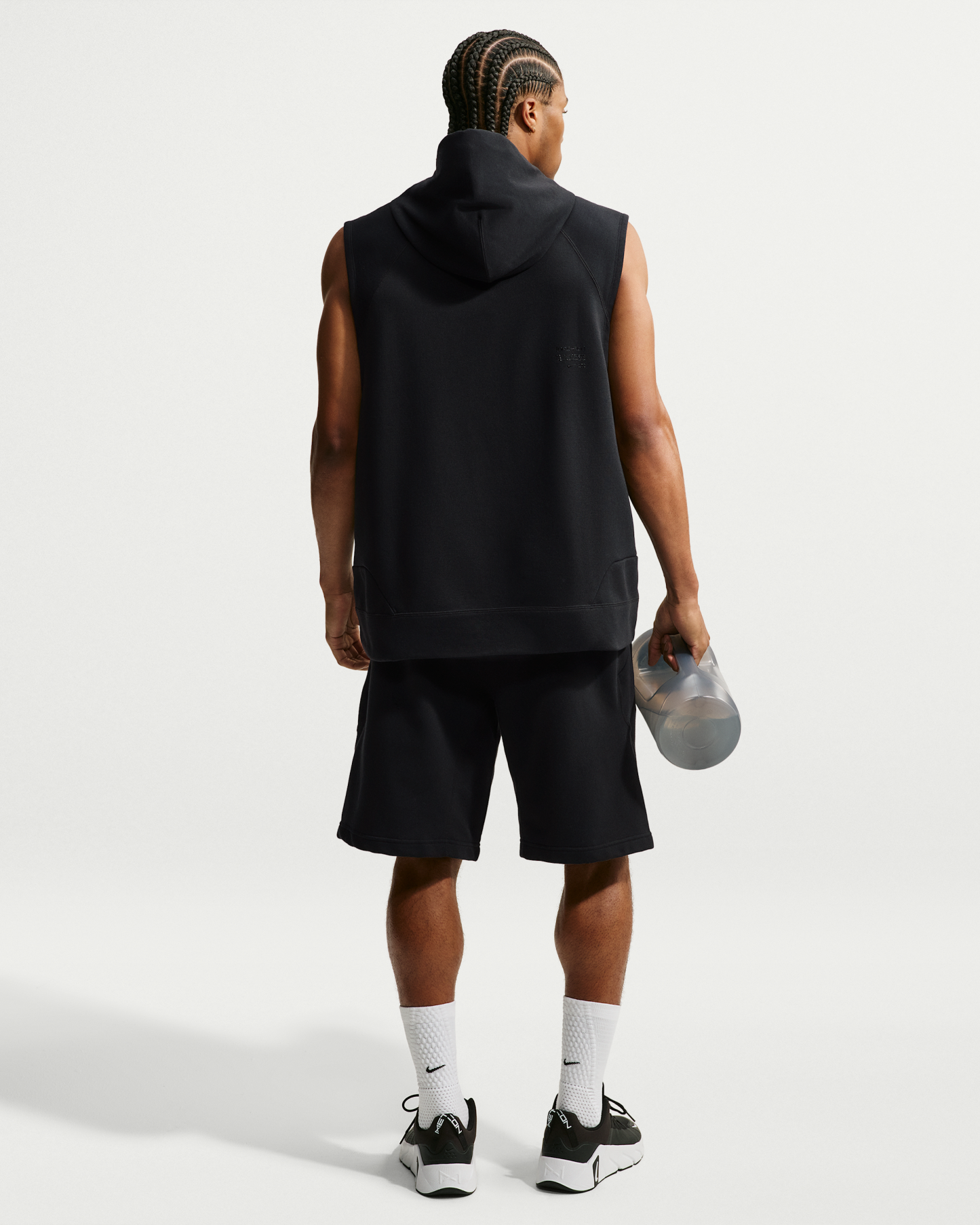 Nike N.A.C. Men's Dri-FIT Fleece Sleeveless Training Hoodie - Black/Black - View 5