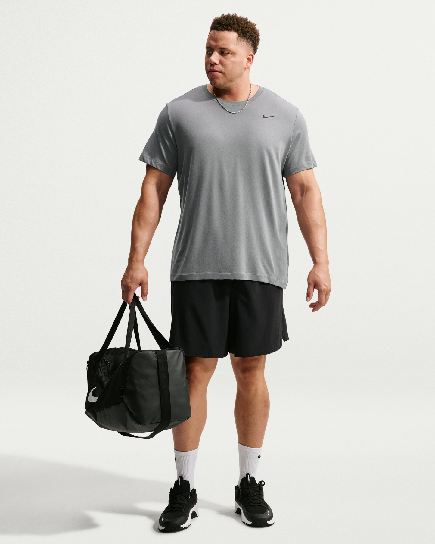 Nike Dri-FIT Men's Fitness T-Shirt - Smoke Grey/Black - View 9