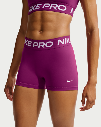 Nike Pro Women's Mid-Rise 7.5cm (approx.) Biker Shorts - True Berry/White - View 2