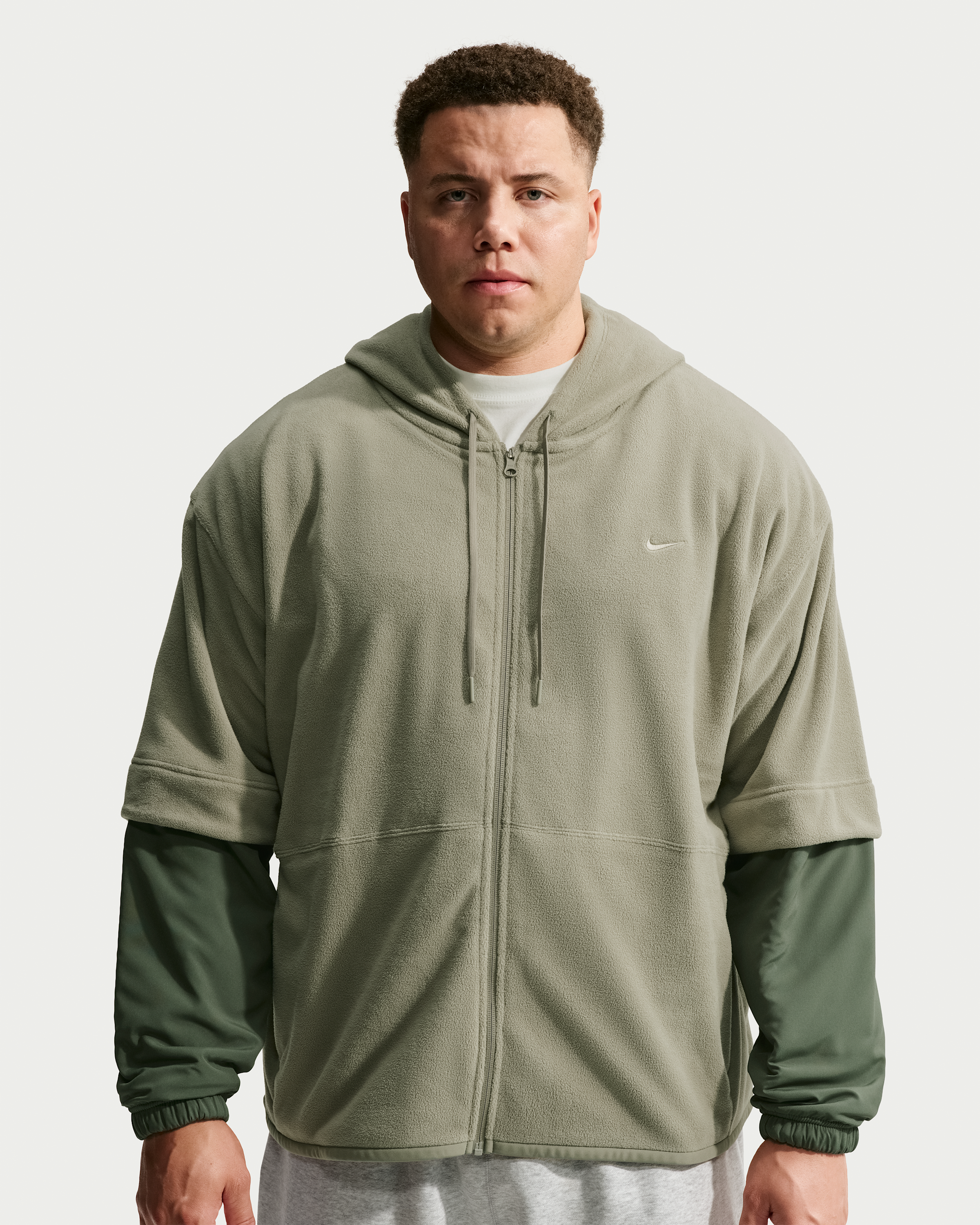Nike Men's Therma-FIT Full-Zip Fleece Hoodie - Light Army/Camo Green/Light Army - View 6