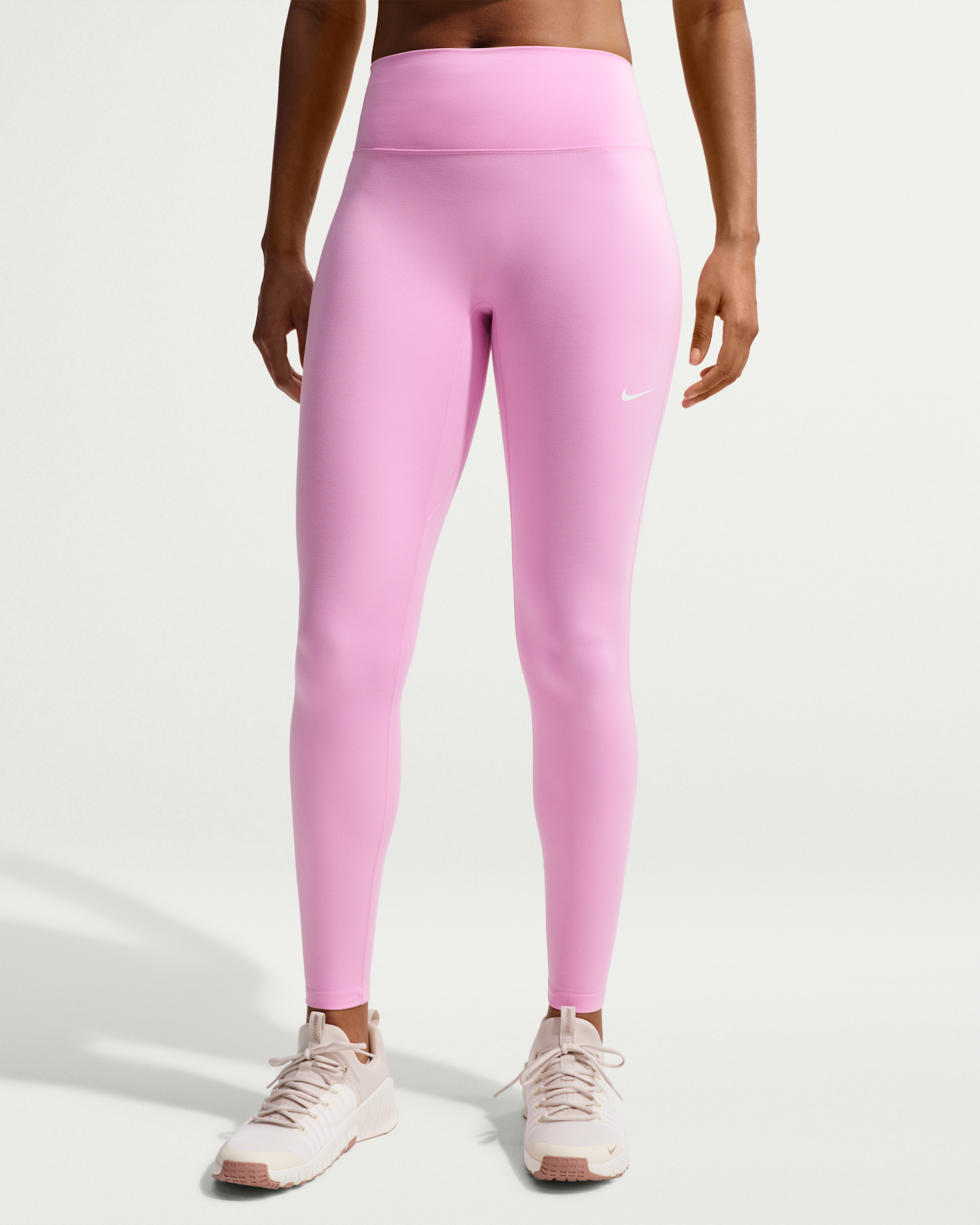 Nike One Seamless Front Women's High-Waisted Full-Length Leggings - Pink Rise/White - View 2