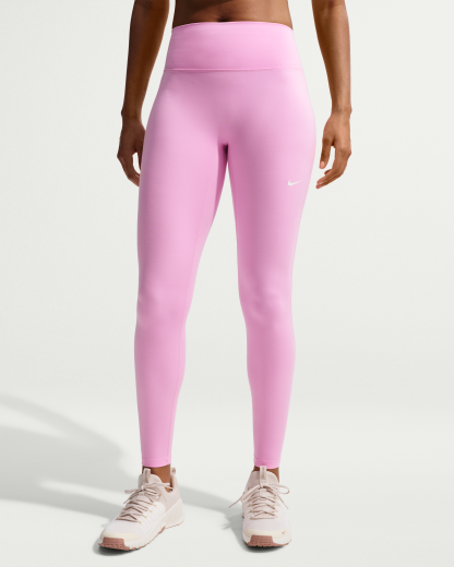 Nike One Seamless Front Women's High-Waisted Full-Length Leggings - Pink Rise/White - View 2