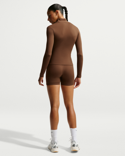 Nike One Women's High-Waisted 12.5cm (approx.) Biker Shorts - Cacao Wow/White - View 5
