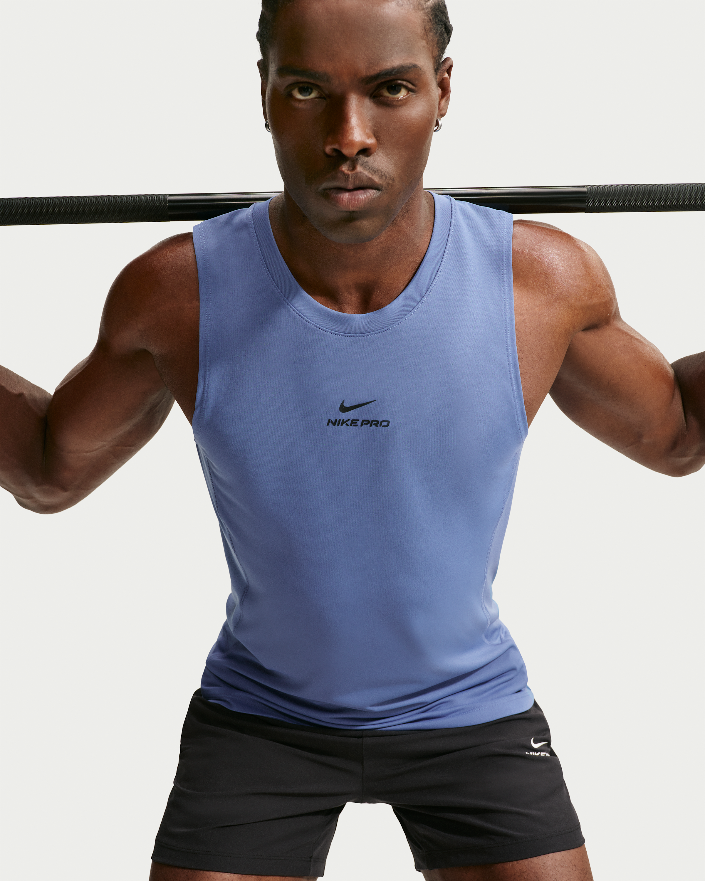 Nike Pro Men's Dri-FIT Training Tank - Indigo Storm/Black - View 3