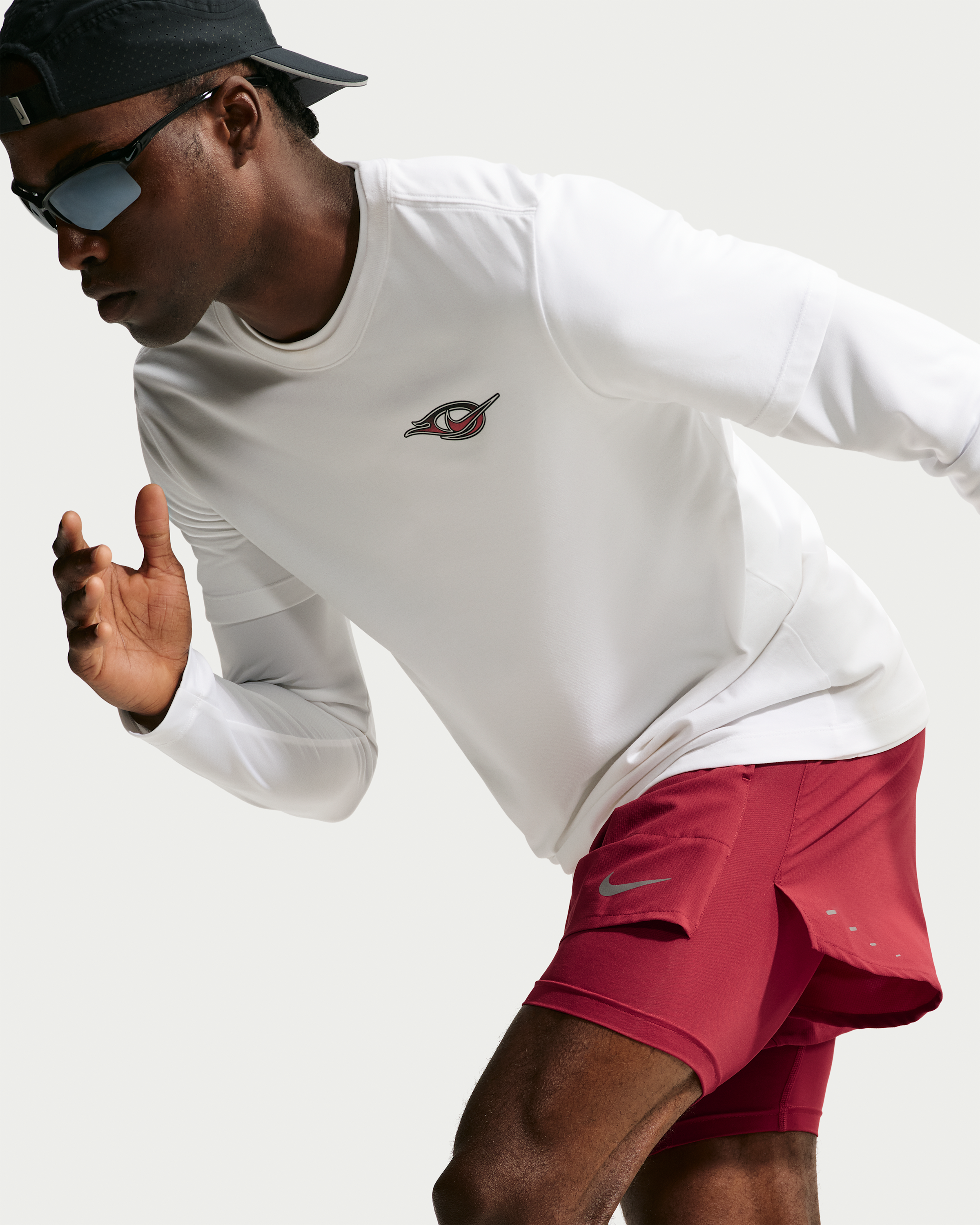 Nike Stride Men's Dri-FIT 13cm (approx.) Hybrid Running Shorts - Tough Red/Reflective Silver - View 4