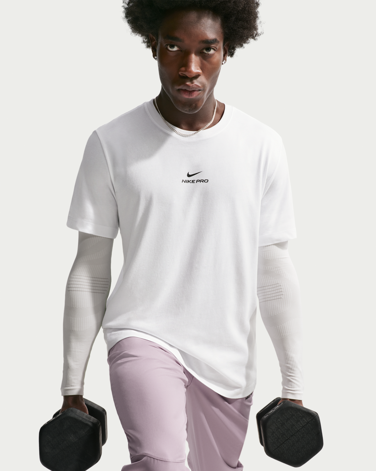 Nike Pro Men's Dri-FIT T-Shirt - White/Black - View 3