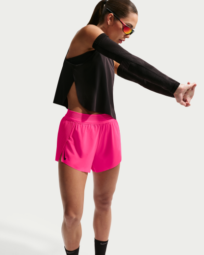 Nike AeroSwift Women's Dri-FIT ADV Mid-Rise 7.5cm (approx.) Brief-Lined Running Shorts - Hyper Pink/Black - View 4