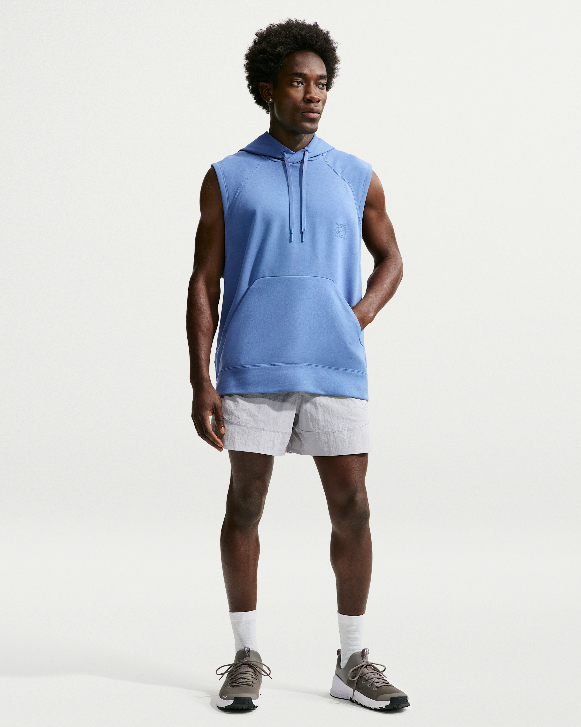 Nike N.A.C. Men's Dri-FIT Fleece Sleeveless Training Hoodie - Indigo Storm/Indigo Storm - View 4